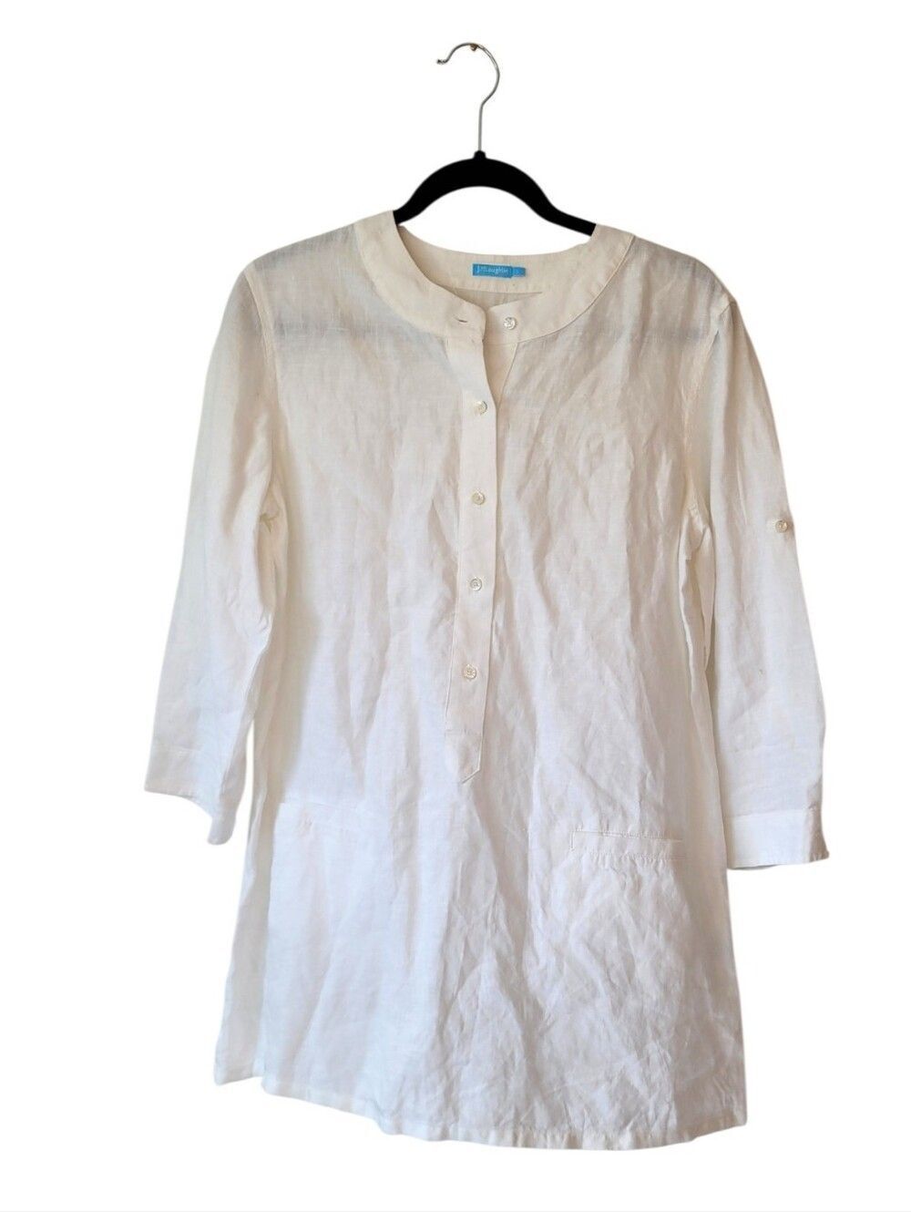 J. Mclaughlin Lightweight White 100% Linen Tunic Top Size L